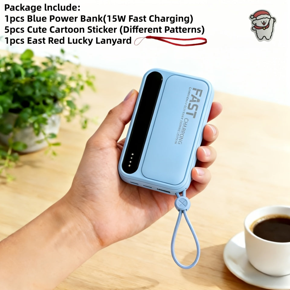 2026 LADAPU Newest Upgrade Mini Cute 10000mAh Portable Pocket Size 5W 15W Fast ChargingPower Bank, Small Size Large Capacity High Appearance, Built-in 4 Cables, High-SpeedRechargeable Battery, Trave Must Have, Great Girlfriend Gift, For IPhone