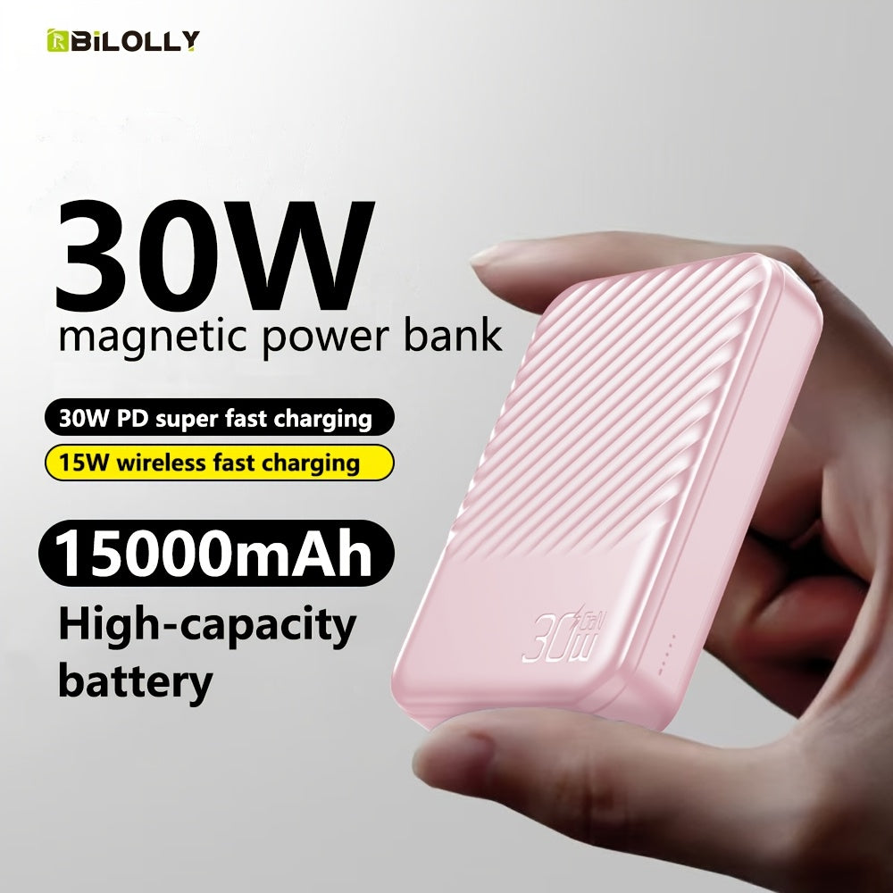 雙支裝時尚移動電源 15000/10000毫安時 30W/22.5W快速充電便攜充電寶 超薄行動式手機充電備用電池 相容所有手機 迷你輕巧 旅行佳選 新年/聖誕禮物
