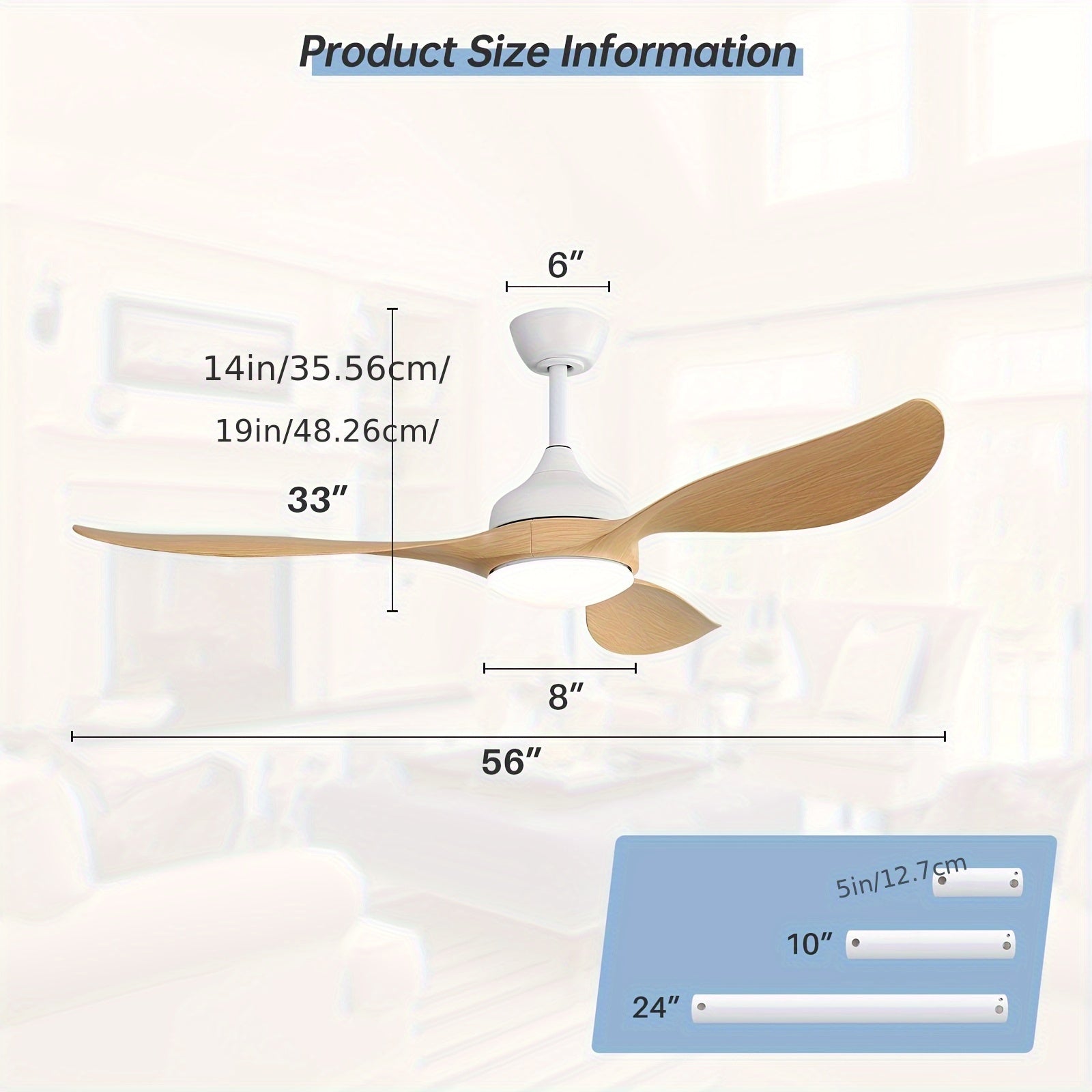 Sofucor Newest 56 Inch Smart Ceiling Fan, 22W LED Light & 3 ABS Blades, Indoor & Outdoor Use, Reversible DC Motor & Remote, Ideal for Living Room, Patio & Dining Room