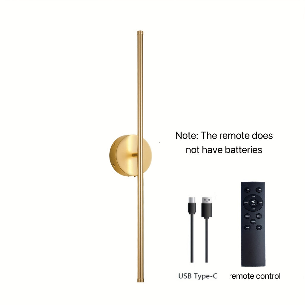 Black Gold Battery Operated Wall Light, Single or Double Piece Optional, with Remote Control, Touch and Timer Functions, Adjustable Brightness, Size 28.3 Inches, Suitable for Living Room, Bedroom, Hallway, Hotel and Home Decoration