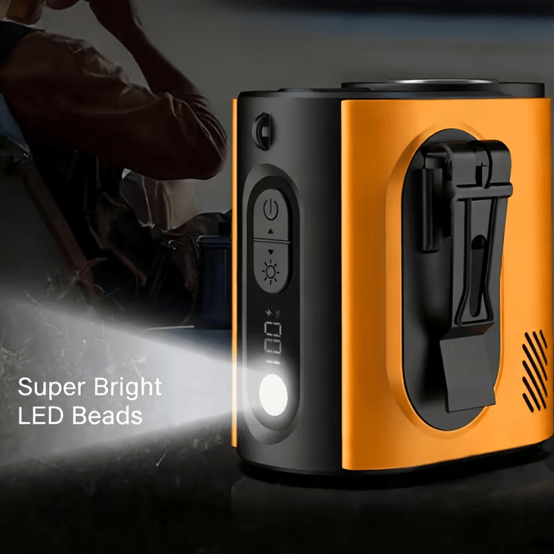 Construction Site Cooling Fan, USB Rechargeable Built-in Battery, Waist & Neck Wearable with Bracket, Brushless Motor Personal Cooling Fan, Powerful Wind & Ice Cooling Feeling