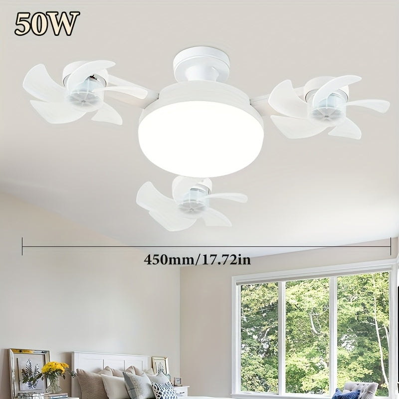 Ceiling Fan with Light, 3-Blade Ceiling Fan, E26 Socket, Dimmable Light, 3 Speed Levels, Flush Mount Ceiling Lamp with Remote, Decor for Bedroom Study, All Season Use
