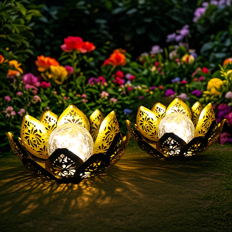 Solar Lotus Flower Light, Wrought Iron Design, Outdoor Statue Light, Landscape Decorative Light, for Villa, Garden, Lawn, Courtyard