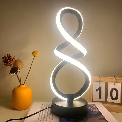 1/2-pack spiral LED table lamp, dimmable modern push-button control desk light, 10-level brightness adjustment, metal power supply, suitable for bedrooms, living rooms, offices and other indoor spaces, excellent home decoration