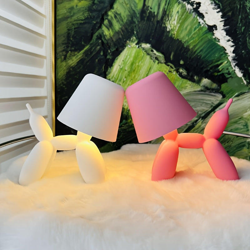 Creative romantic balloon dog shaped table lamp, equipped with touch switch, three-color stepless dimming, battery powered, dachshund ambiance light — perfect choice for hotel parties, Valentine‘s Day gifts