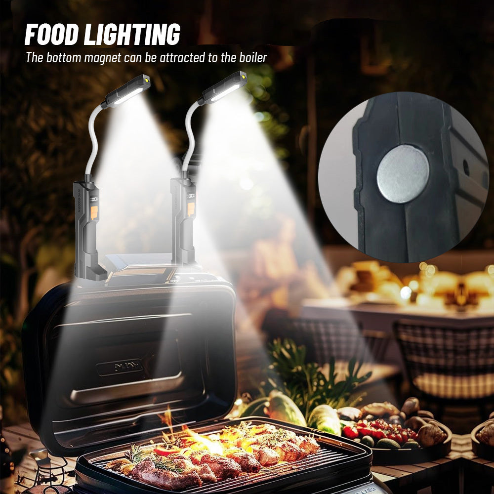1Pc Portable LED Work Light, USB Rechargeable Flashlight with Magnetic Base, 360° Rotatable & Foldable Head, COB LED Lighting, Ideal for Camping Repair and Emergency Night Lighting