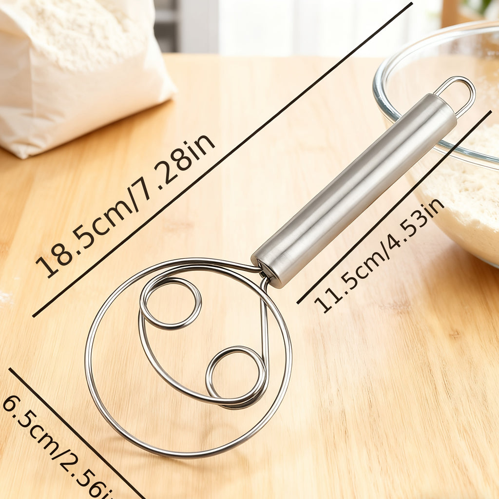 Manual Dough Mixer, Multifunctional Stainless Steel Dough & Egg Beater Stirring Stick, Ideal for Pasta, Mashed Potatoes, Kitchen Gadget & Gift