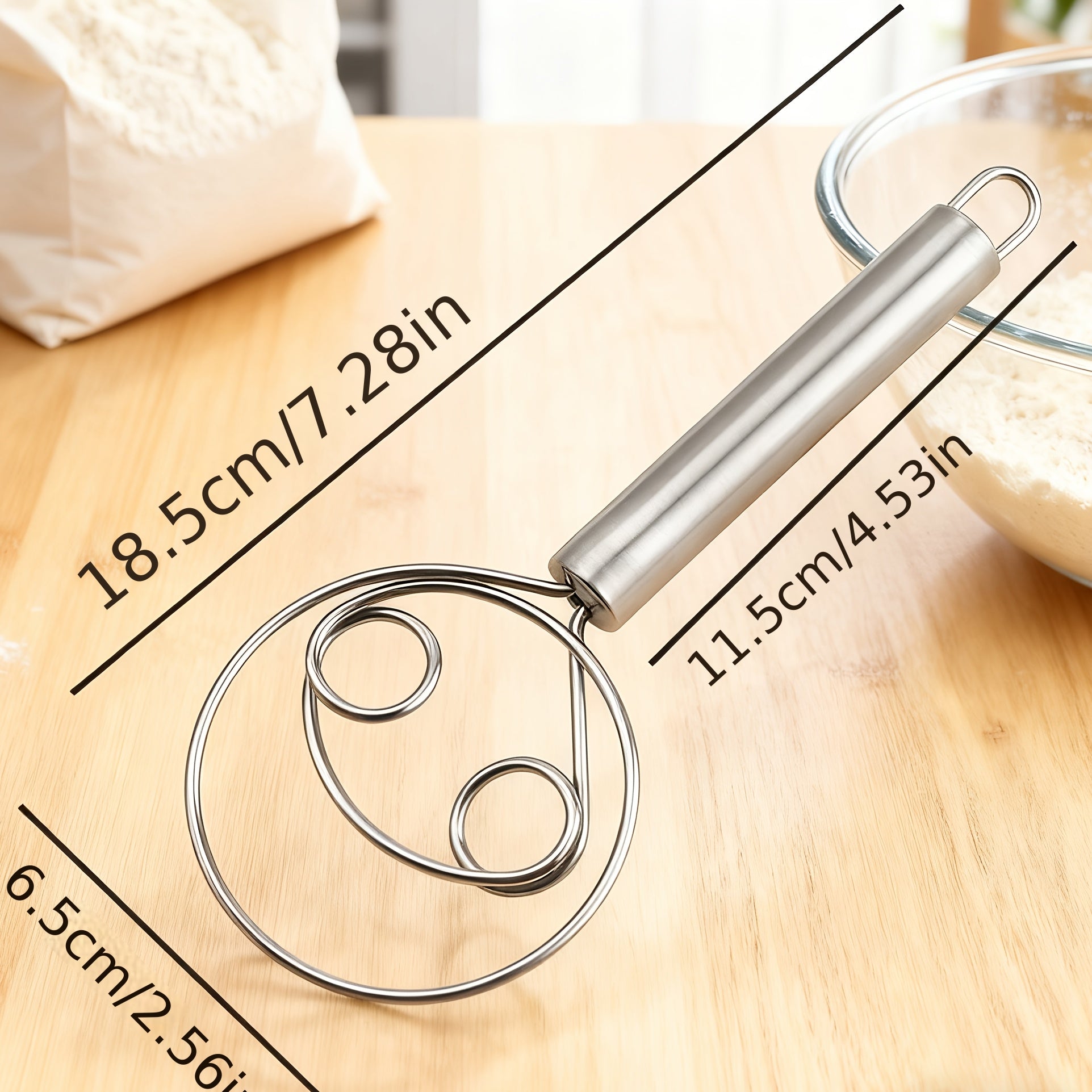 Manual Dough Mixer, Multifunctional Stainless Steel Dough & Egg Beater Stirring Stick, Ideal for Pasta, Mashed Potatoes, Kitchen Gadget & Gift