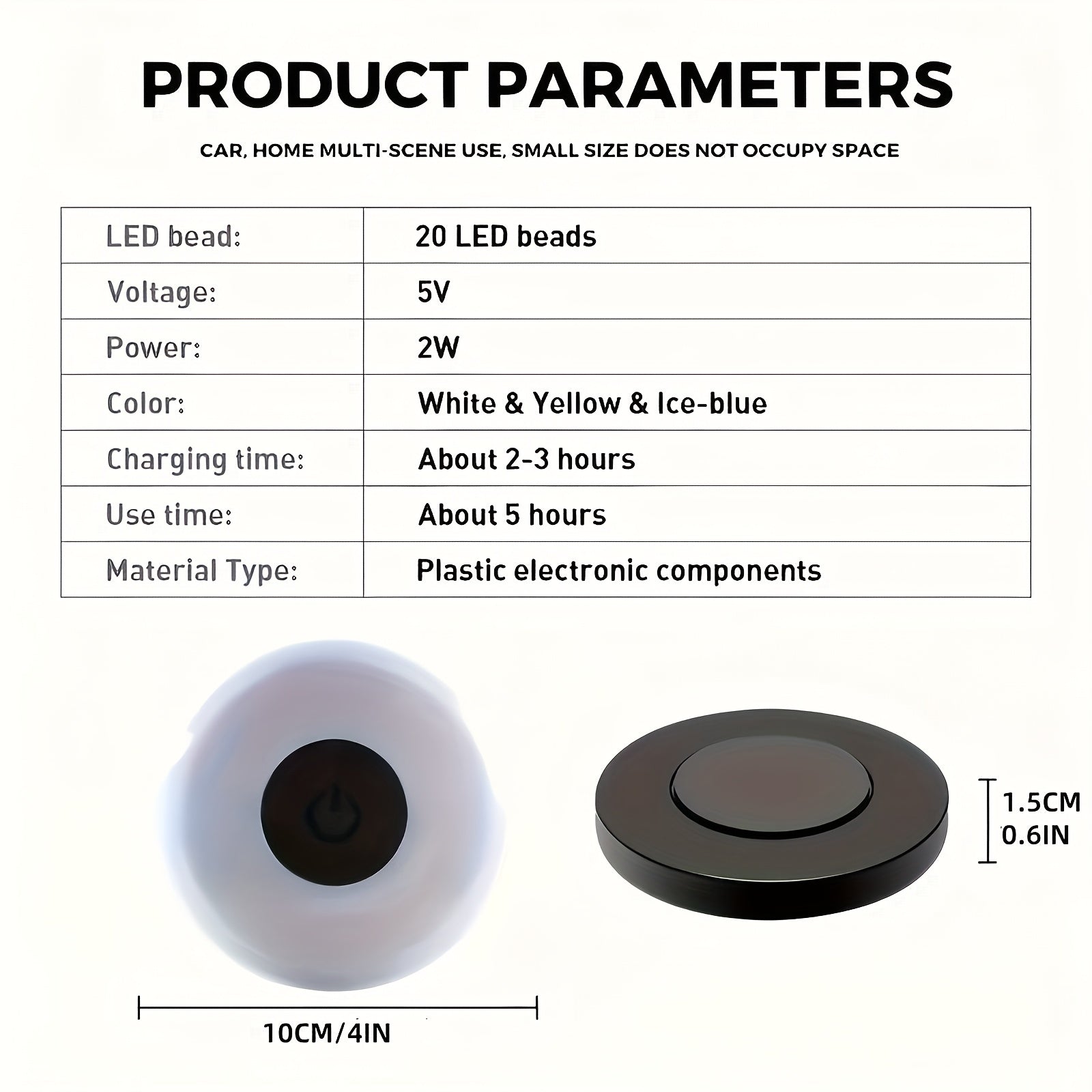 Car Reading Light Interior Lighting Ambient Light Front and Rear Ceiling Light Trunk Roof Light