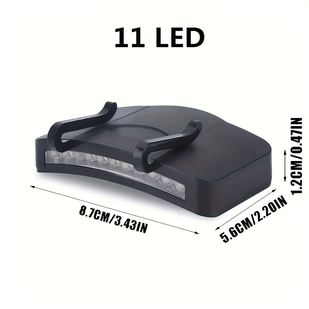 2Pcs Clip-On Headlamp, 11 LED Cap Clip Light, Hands-Free Flashlight, Portable Lightweight Head Lamp, Suitable for Running Working Cycling Camping (AAA Battery Not Included)