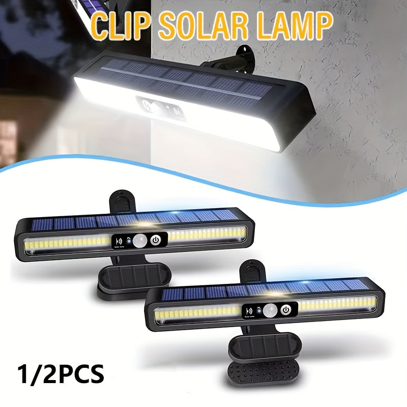 1/2 Pack Solar LED Outdoor Light, Solar Security Wall Light with Motion Sensor, Suitable for Commercial Street and Area Lighting, Solar Street Light Can Be Clip-On or Wall-Mounted, Perfect for Garage, Courtyard, Garden, Campsite Use
