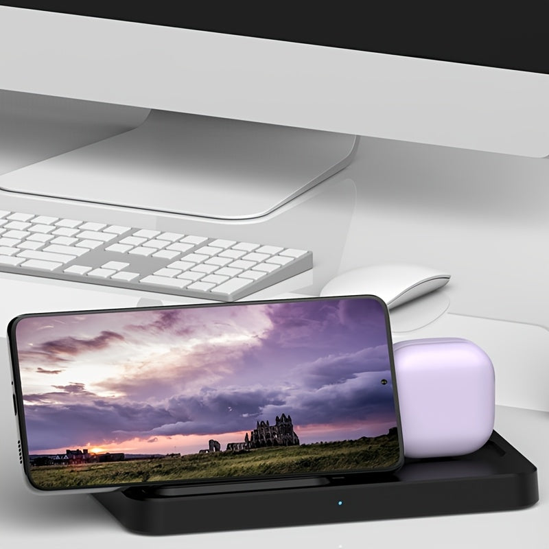 A Dual-Purpose Charging Dock for Smartphones And Earbuds Featuring a Type-C Connection, Designed As a Universal Desk Stand for Various for Samsung for Galaxy Models And Compatible with for Iphone 16/15