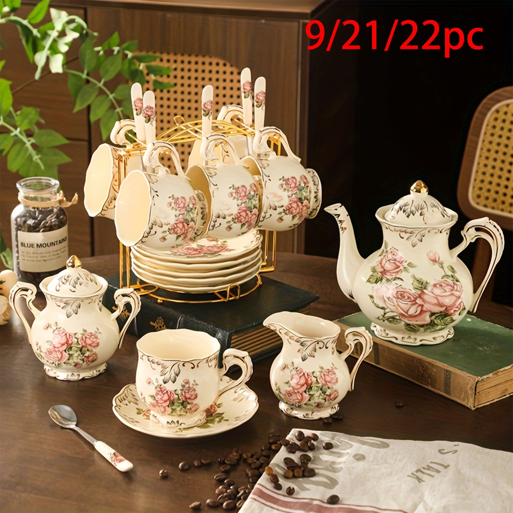 22-Piece Vintage Gold Rim Afternoon Tea Gift Set – Premium Choice for Graduation Season & Tea Enthusiasts – European Artisan Craftsmanship