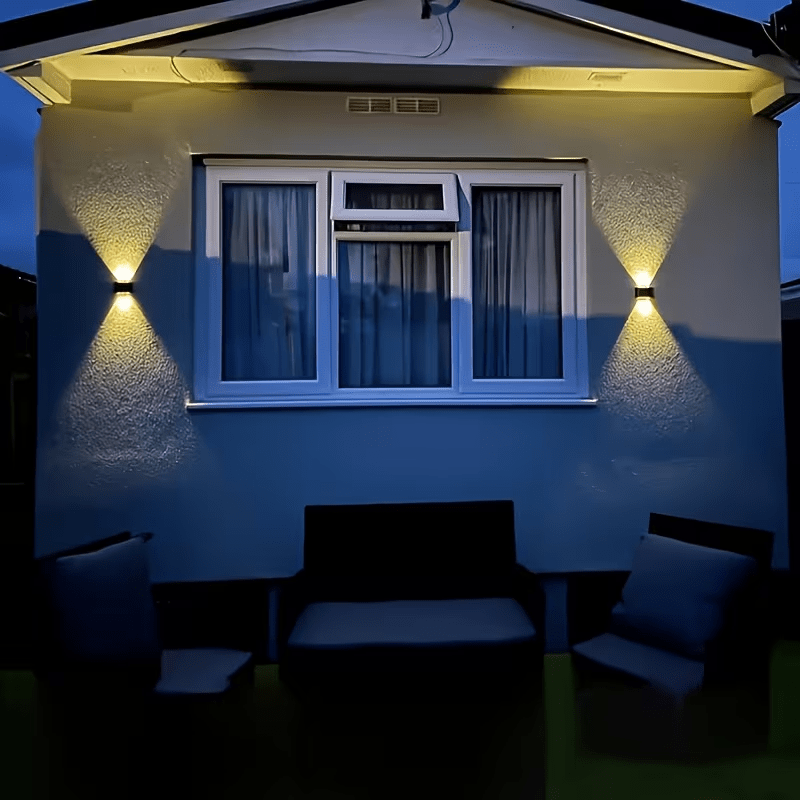 2-Pack Solar 6LED Wall Light, Outdoor Solar Spotlight, IP65 Landscape Balcony Exterior Wall Decorative Solar Wall Light, Outdoor Exterior Wall Light Wall Mount, Dusk to Dawn, Suitable for Outdoor Garden Wall Path Wall Light Warm Light