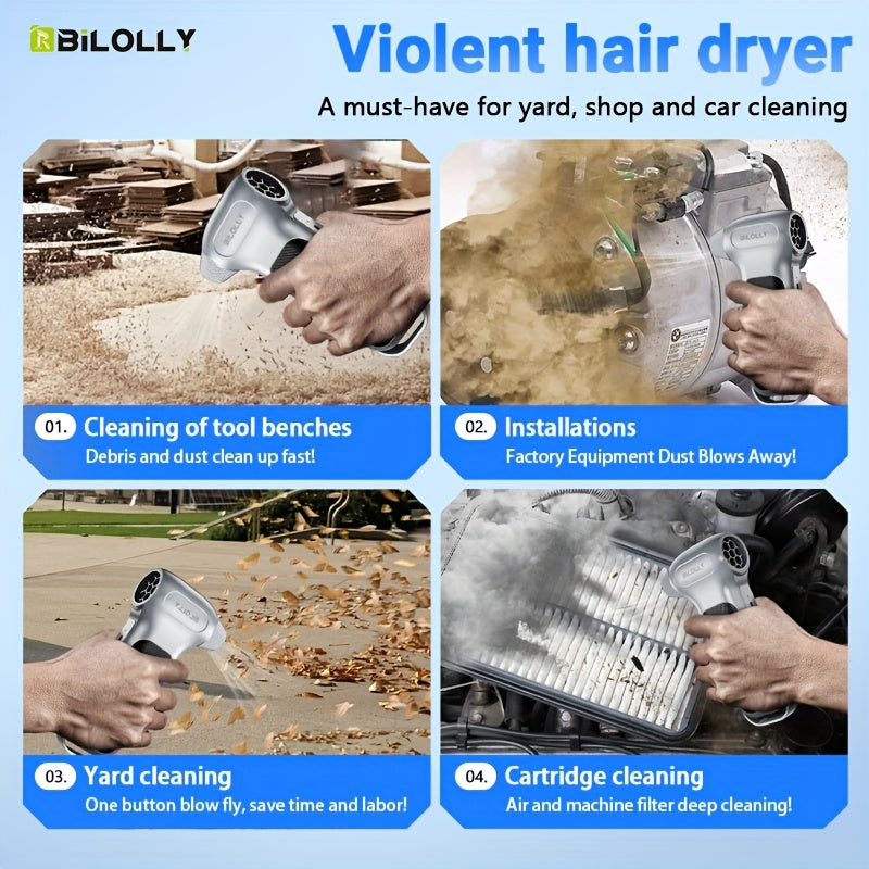 High Power Compressed Air Duster - 100000/130000/150000 RPM Multi Speed Adjustment - 8000mAh Powerful Fan | Cooling Handheld Turbo Fan for Dust Removal, Snow Clearing, Camping, Keyboard Cleaning, Car Detailing, Men Mini Tool Gift