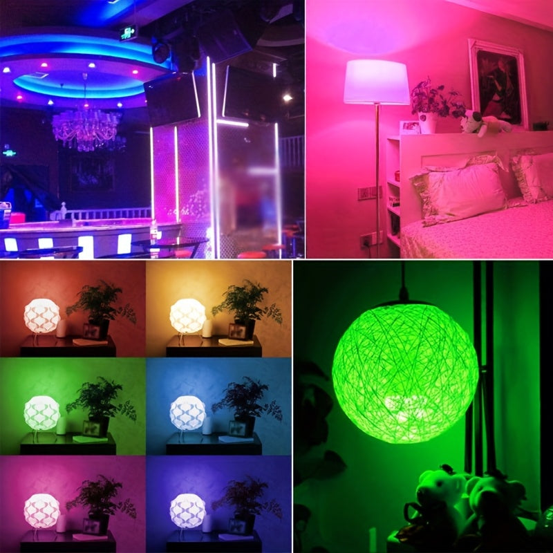 Kasotile dimmable E26/27 warm white LED bulb, 9W RGBW 600LM, 16 color changing modes, suitable for Christmas, parties and other occasions, with remote control, 6-pack