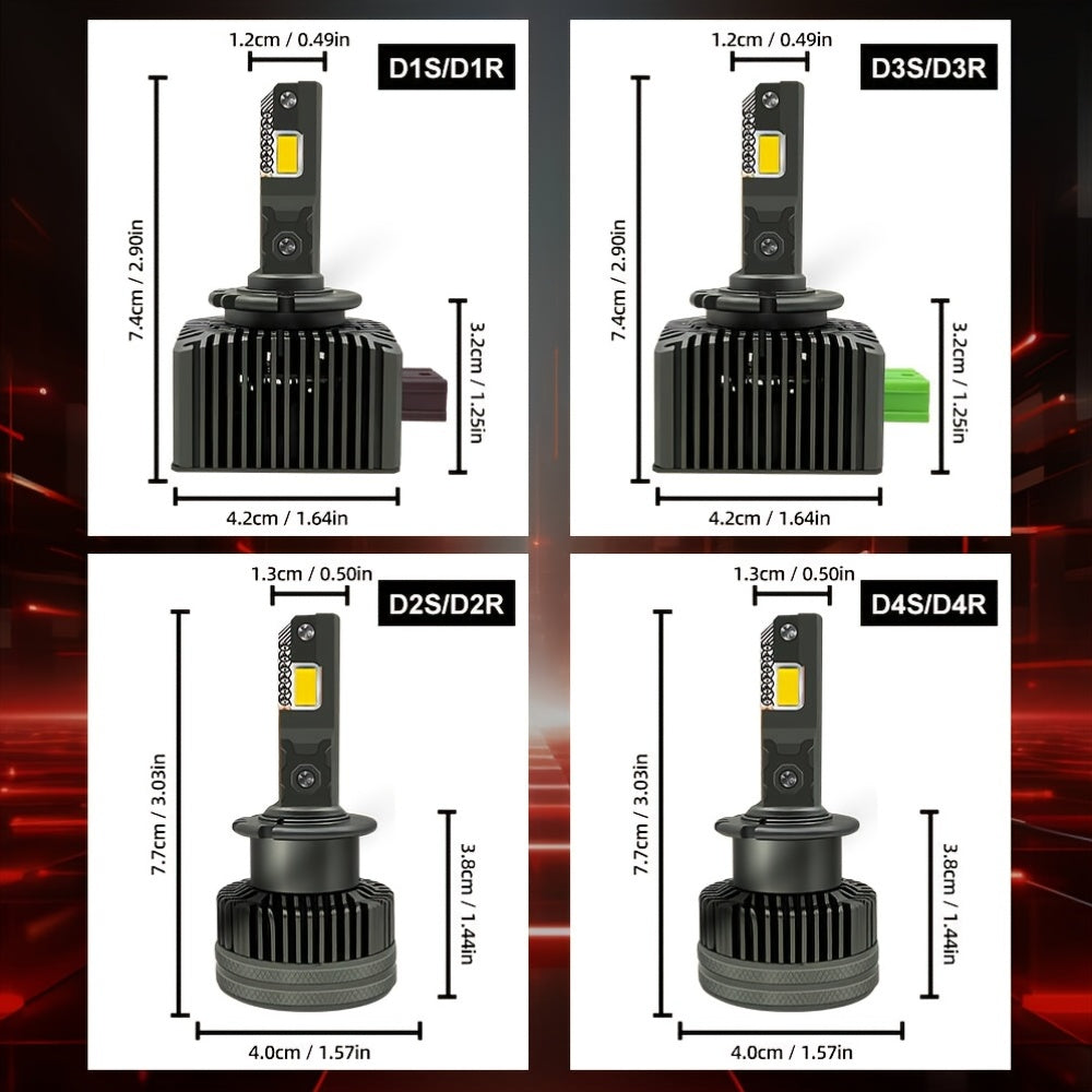 D1S LED Bulb Canbus 110W Power D2S D3S D4S D5S Car Headlight Bulbs Dual-Side D1R D2R D3R D4R Auto Light Xenon Lamp 6500K 12V 24V 2-Pack, No Battery Included