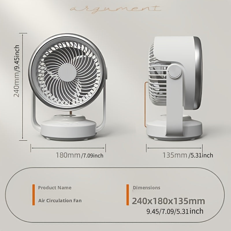Portable USB Rechargeable Fan with LED Light, Desktop & Wall Mount Dual Use, 4 Speed High Airflow, Ultra Quiet Operation, Perfect for Home Office Bedroom Dormitory, Ideal Summer Gift