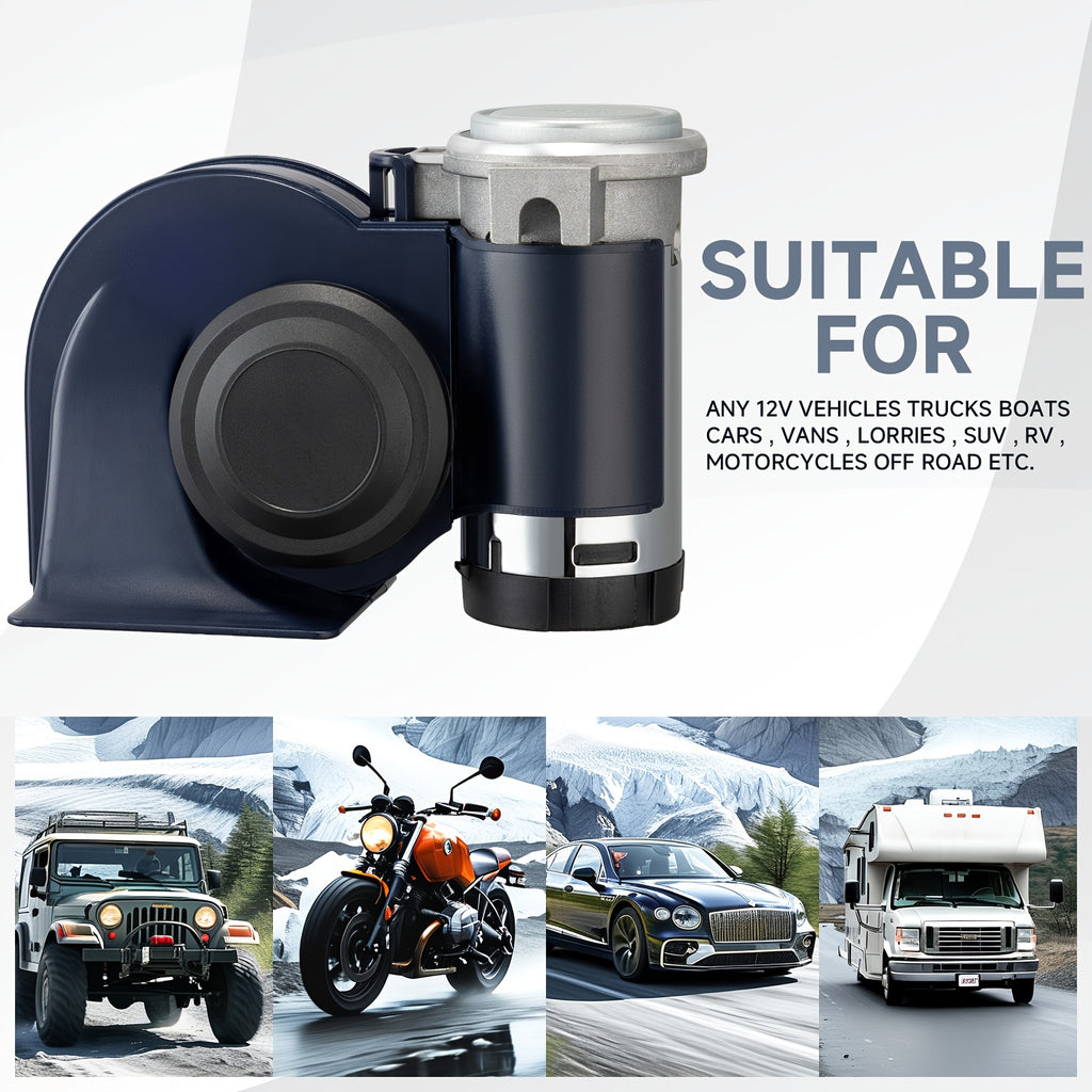 ALLREY 12V Loud Truck Horn Electric Snail Air Horn Kit with Relay Wiring Harness, Suitable for Vehicles, Motorcycles, Boats
