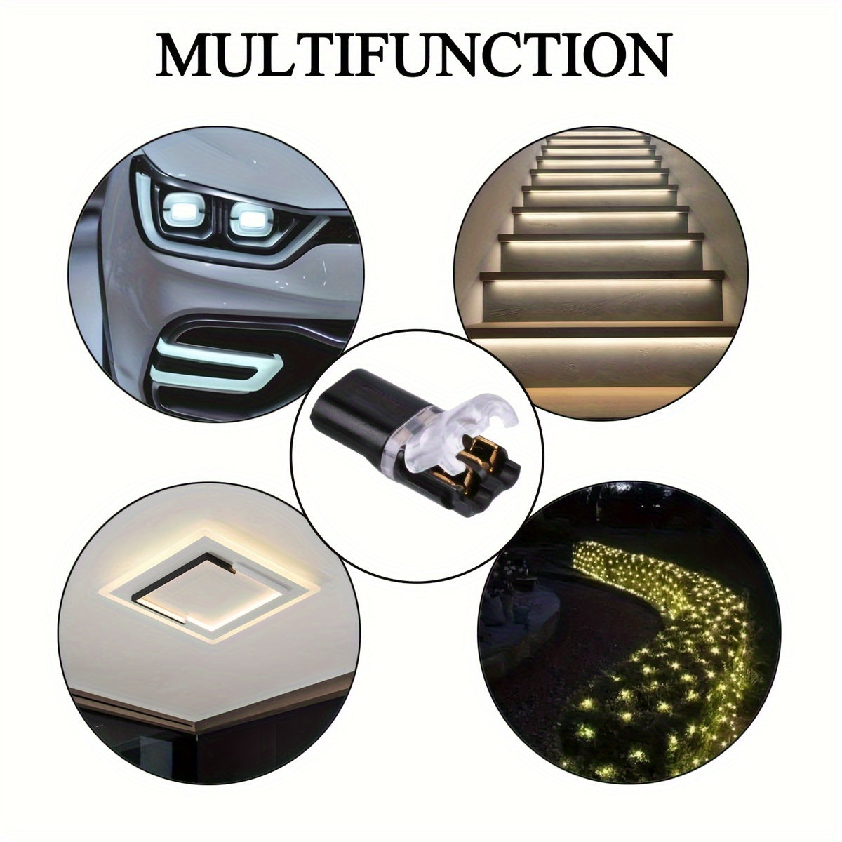 12pcs/60pcs Dual Wire Insertion Connector, 2-Pin 2-Port, PVC Insulation, Copper Contact Material, Quick Connect Terminal, No-Charge Power Mode, with Locking Clip, for LED Wire Connection in Cars and Home Use
