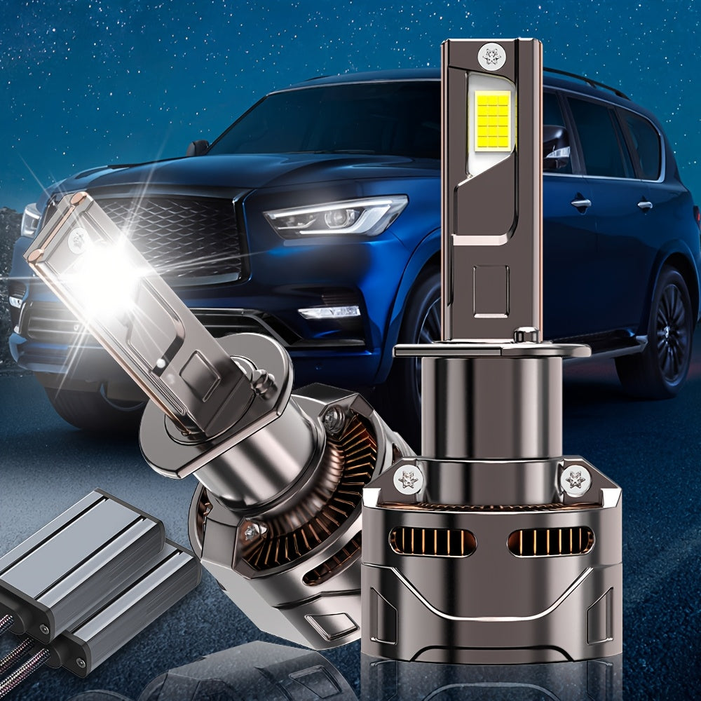 2pcs 9006 9012/HIR2 Super Bright LED Headlight Bulbs for Car, 54800LM, 7500K, 1000% Brightness, 360° Beam Angle, Plug-and-Play, Compatible with H1 H4/9003/HB2 H16/H9/H8 9005, 9570 CSP Chip