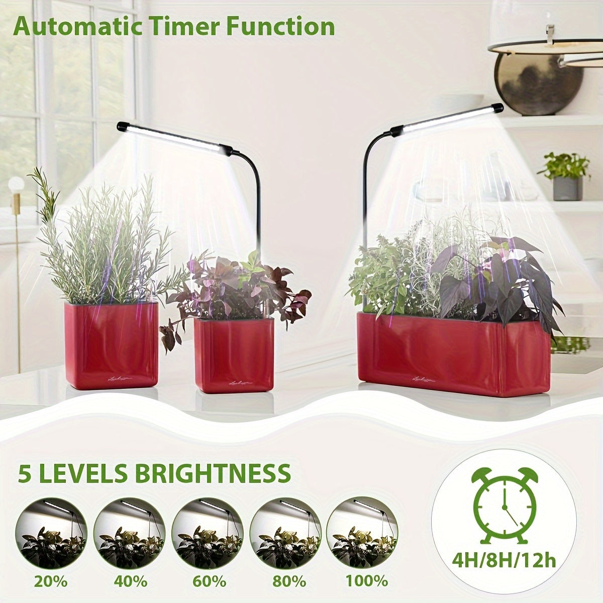 Indoor Plant Grow Light, Full Spectrum LED Plant Light, Suitable for Indoor Plant Growth, Mini Grow Light with Auto Timer & Flexible Gooseneck, 6000K Full Spectrum Gooseneck Grow Light, 1pcs/2pcs/3pcs
