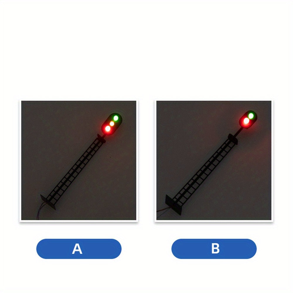 3-Pack HO Scale 1:87 12V Railway Track Signal Light, Green Red Yellow Square LED Traffic Light, 2-Light 3-Light Layout