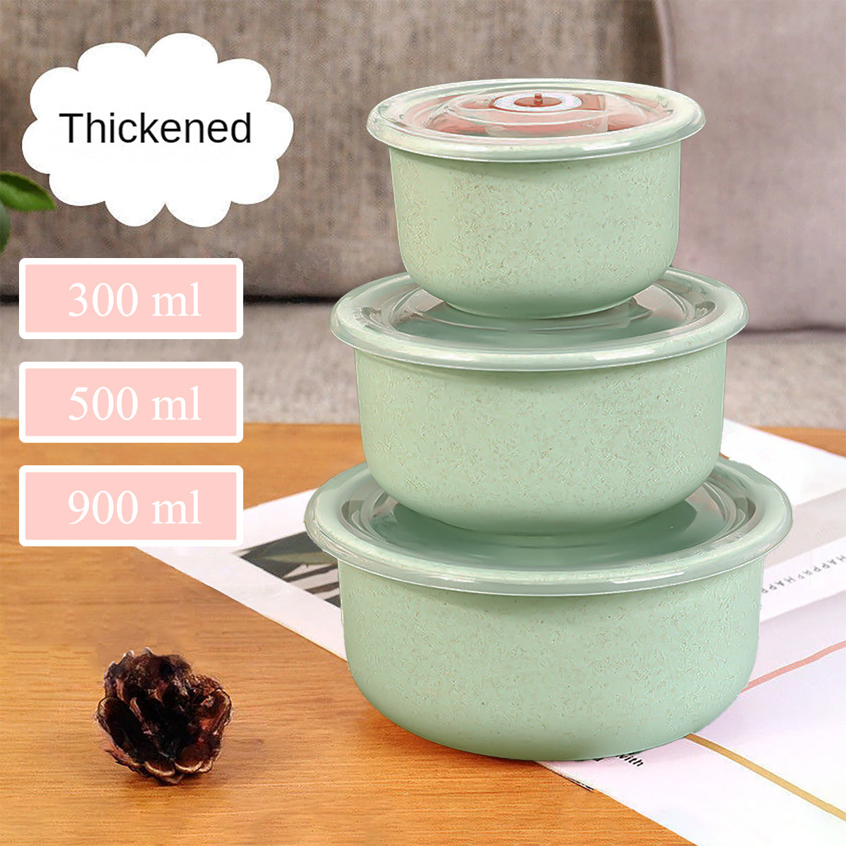 3 Pack Sealed Food Storage Containers, Fresh Keeping Small Bowls, Multi-size Airtight Food Containers