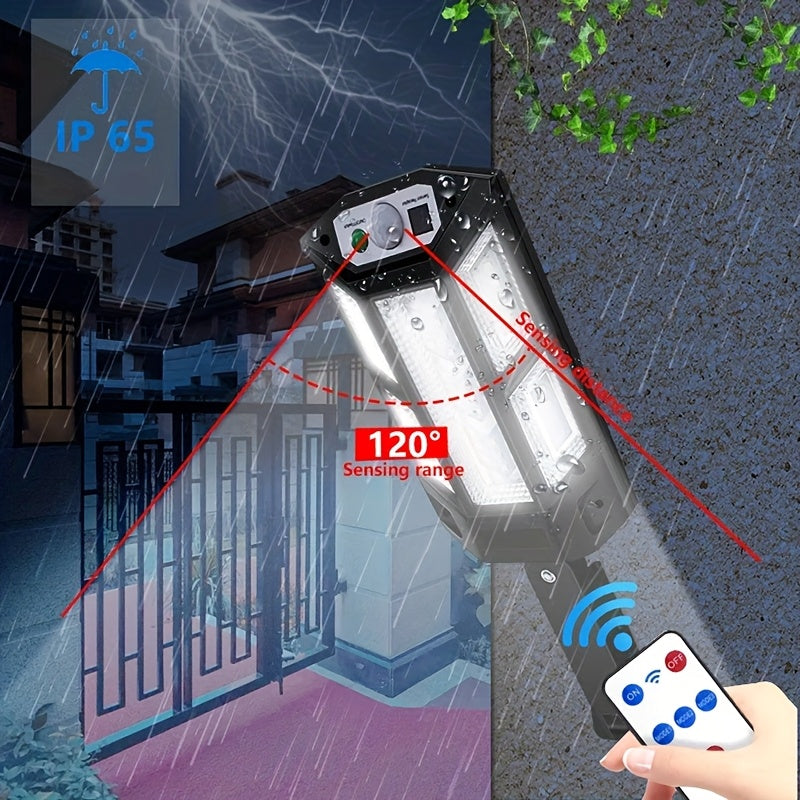 1 Pack 43 High-Power LED Solar Light, Commercial Street & Area Lighting, Outdoor LED Wall Light, 3-Mode Sensor Street Light, Exterior Wall Light with Remote Control, Solar Charging Security Light for Garden, Courtyard, Pathway