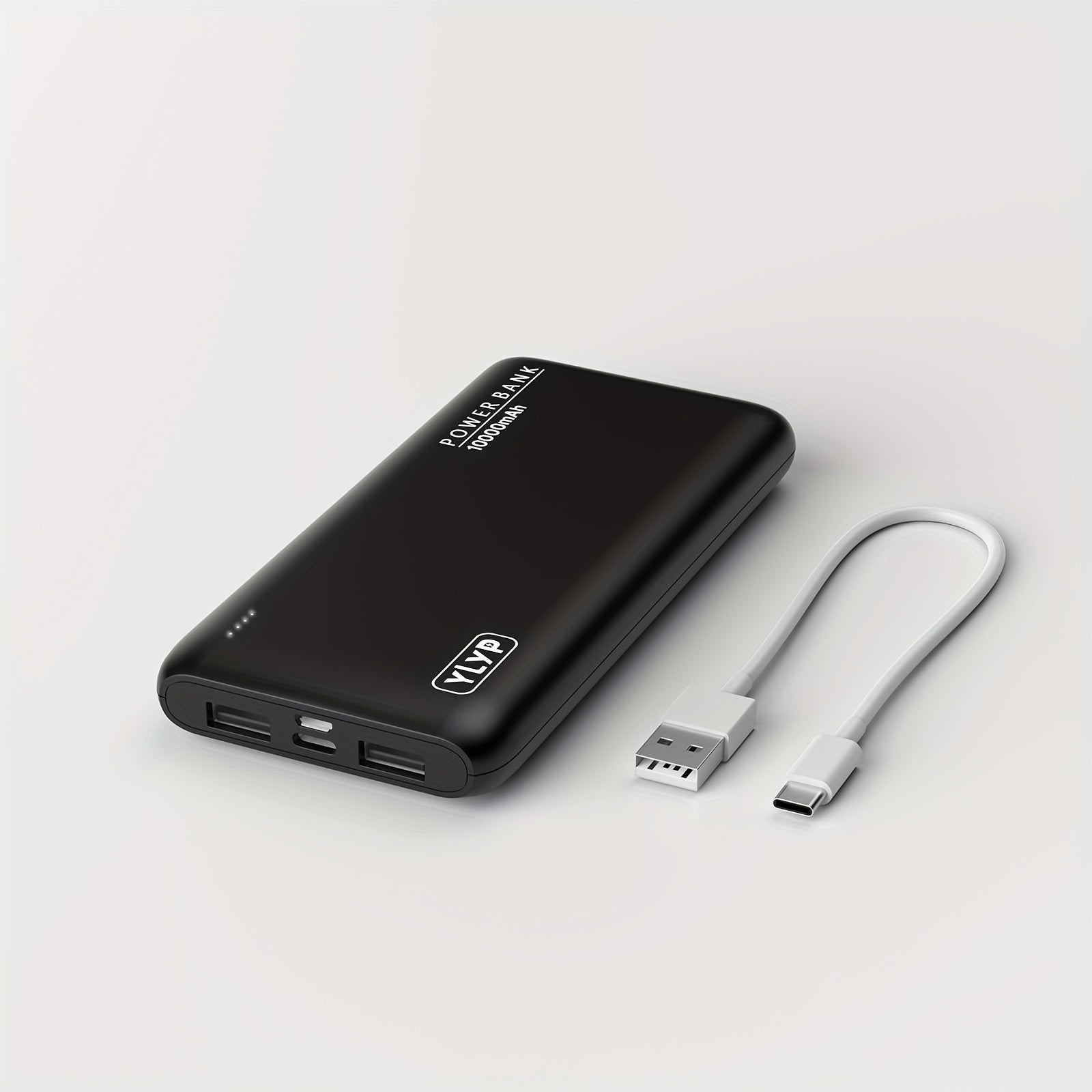 10, 000Mah Slim And High-Capacity Portable Power Bank, Featuring a 5V2A Dual USB Charger with an LED Battery Indicator, Compatible with for iphone And Android Devices, Offering 2 USB Outputs And Type-C/Micro Inputs