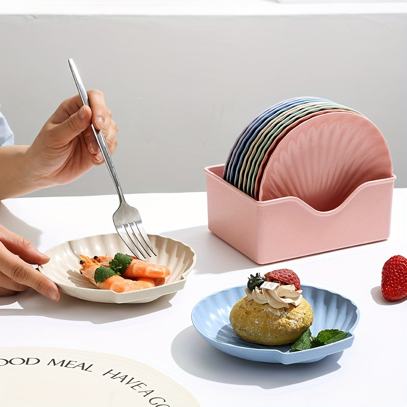 1Pc, 5Pcs, Shell-Shaped Dish, 6-Inch Small Plate, Dessert & Cake Plate, Lunch & Dinner Plate – Perfect for Kitchen, Family Gatherings, School Events, Company Group Meals, Restaurants (Multiple Colors Available)