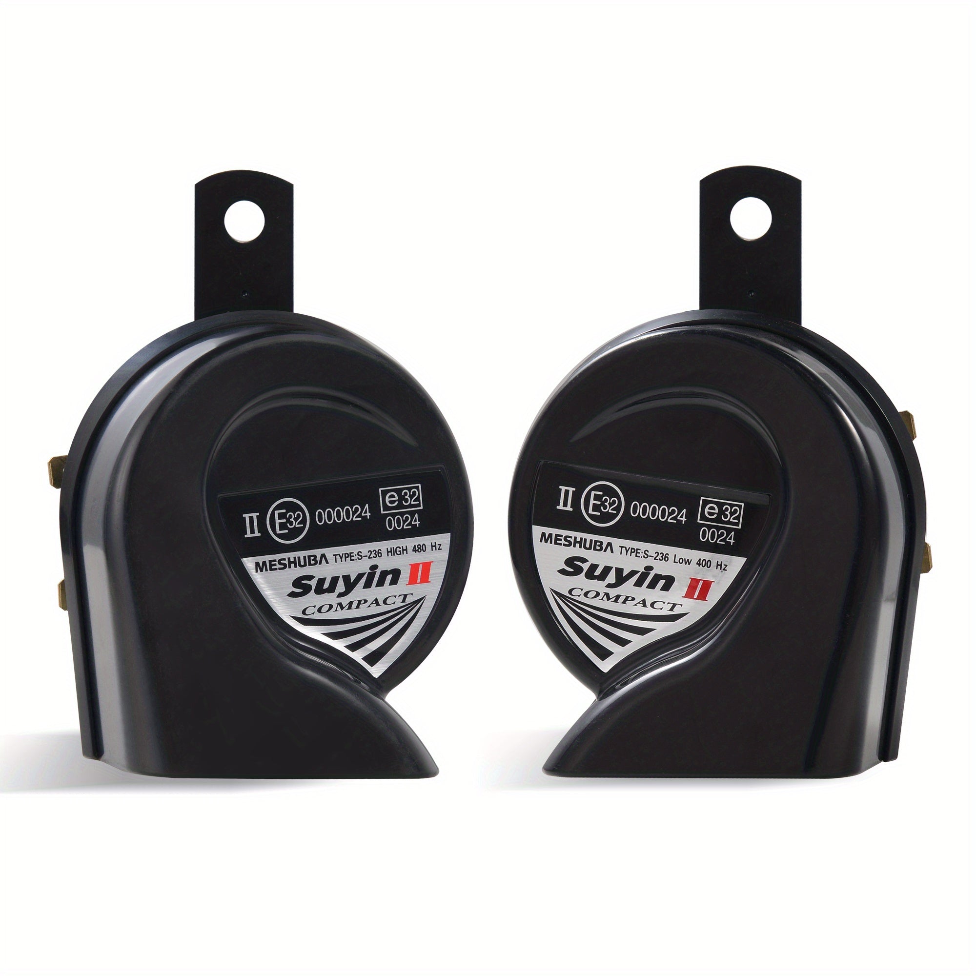 Meshuba Car Horn Truck Horn 12V High & Low Tone Universal Super Loud Electric Snail Horn 12V Horn Kit Replacement Car Horn, 2 Pack