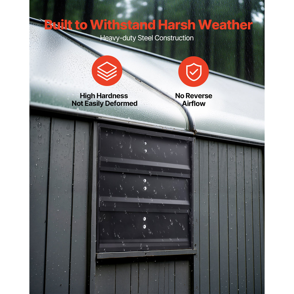 VEVOR 10/12/14/20/24 Inch Window Shutter Exhaust Fan, Wall Mounted Attic Vent Fan with Variable Speed Controller, AC Motor, Heavy Gauge Steel, Low Noise, Black, Ideal for Shed Garage Greenhouse Ventilation Cooling