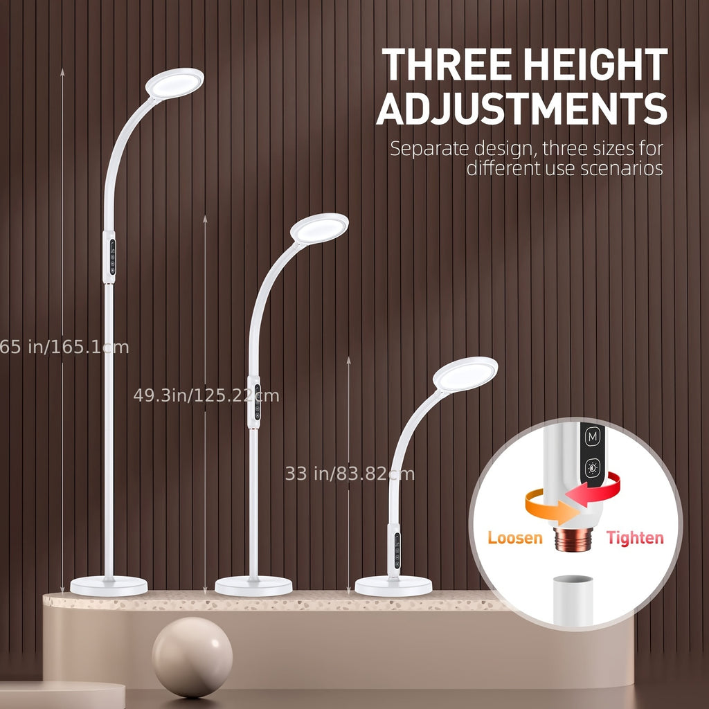 Full Spectrum Happy Sun Lamp, 11000 Lux, LED UV-Free Sunlight Lamp, 10 Adjustable Brightness Levels, 2-in-1 Retractable Happy Sun Lamp