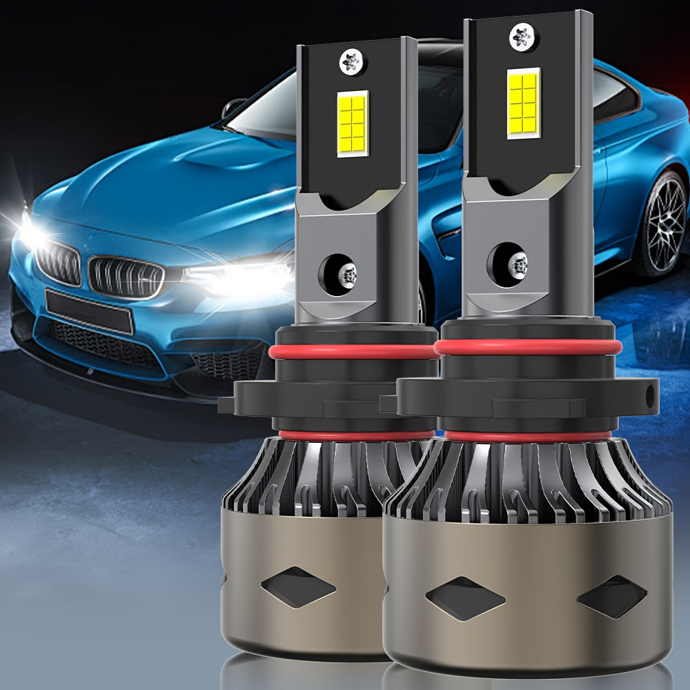2 LED Car Headlights, 6500K White Light, High/Low Beam Dual Mode, 600% Brightness Increase, CSP Chip, Aluminum Housing, 12-24V Voltage, Battery-Free Installation, Compatible with H4 H1 H7 H11 9005 9006 9012 HB3 HB4