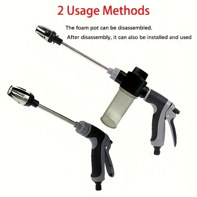 1 Portable High Pressure Car Wash Spray Gun - Durable Plastic 3/4" & 1/2" Quick Connect Adapter Multifunctional Garden Hose Nozzle with Adjustable Function, Christmas & Halloween Gift for Car, Home and Garden