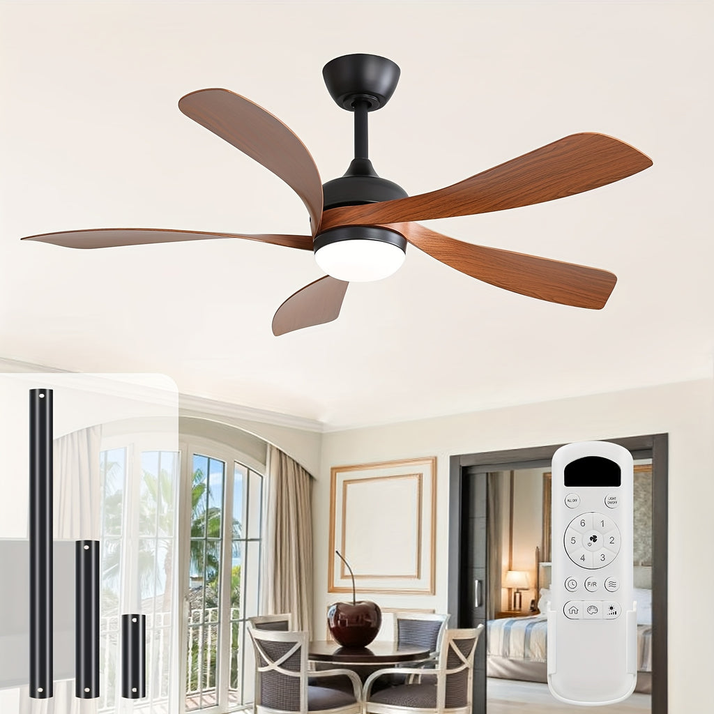 Sofucor 52 Inch Modern Ceiling Fan with Light, 3 Color Dimmable LED, 5 ABS Blades, Remote Control, Reversible DC Motor, Ideal for Room and Bedroom Decoration, Ceiling Fan with Light
