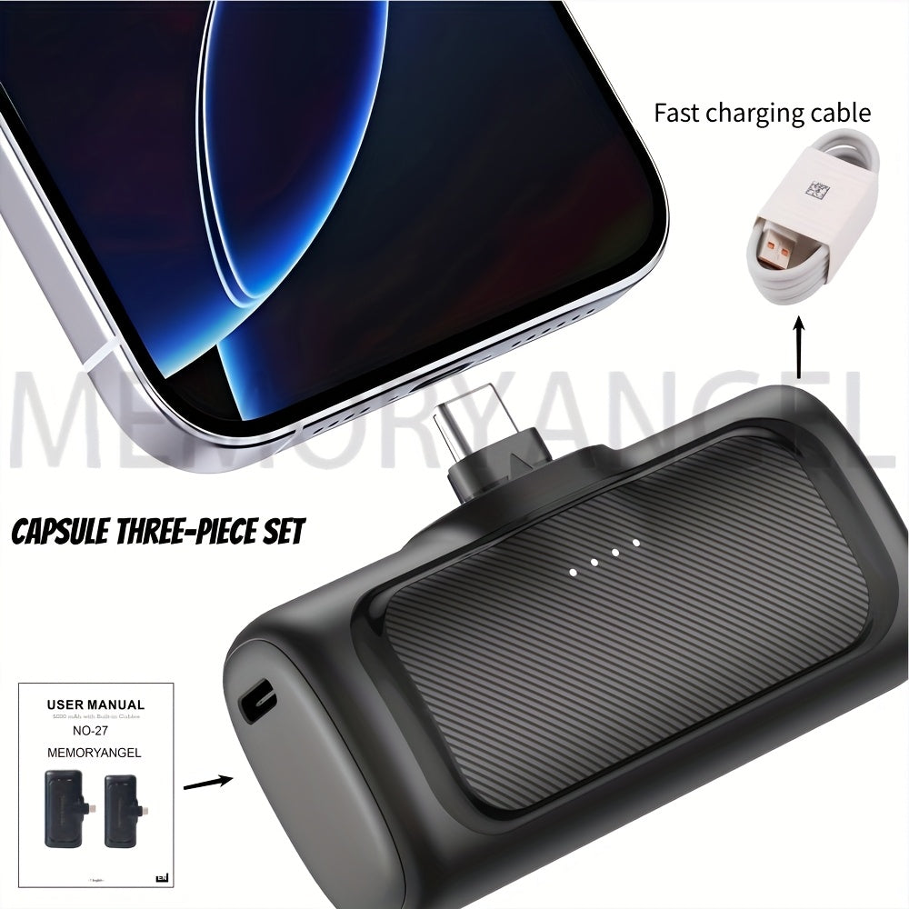 22.5W Fast Charging 5000/10000mAh Mini Portable Charger, USB-C Power Bank, Universal Compatibility, Dual Power Mode, Rechargeable Li-Polymer Battery, for iPhone 16/15 Series & Android Devices