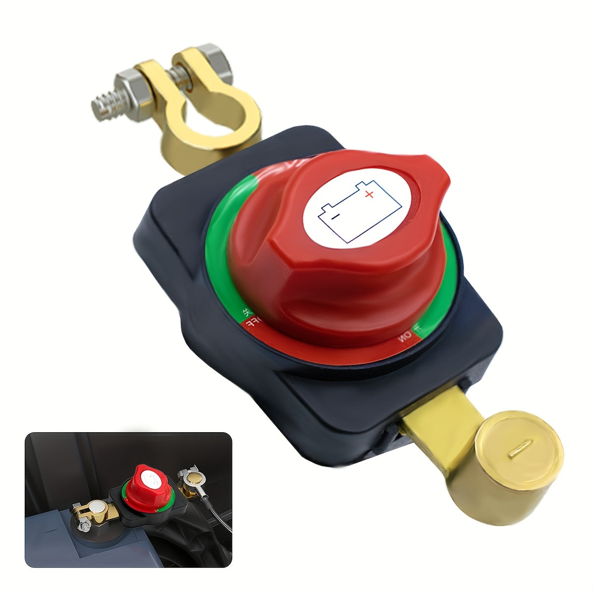 Heavy Duty Battery Disconnect Switch, 3rd Gen Top Post Battery Master Cutoff Switch for Cars, RVs, Boats & Other Vehicles – Negative Terminal On/Off