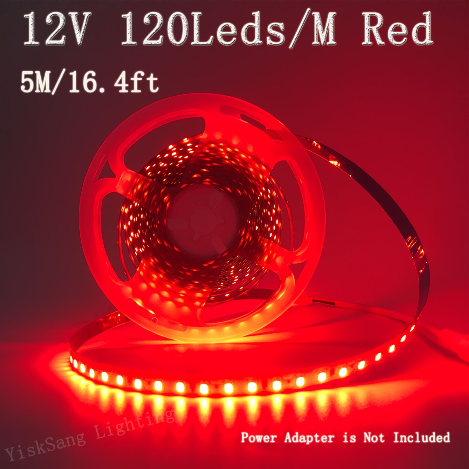 5M/16.4ft DC12V 600颗灯珠, 8mm宽 LED胶带灯自粘可裁剪高亮LED灯带，用于室内卧室客厅吊顶氛围灯带，生日圣诞派对装饰灯带, 家居厨房橱柜灯照明,舞台,商场,酒店,办公室柜下灯照明(无电源适配器)
