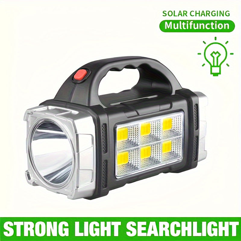 Multifunctional Rechargeable Solar Flashlight, Portable Handheld Emergency Flashlight with 1500mAh Battery, USB Charging and Red Light Mode, Ideal for Camping, Fishing and Outdoor Adventure