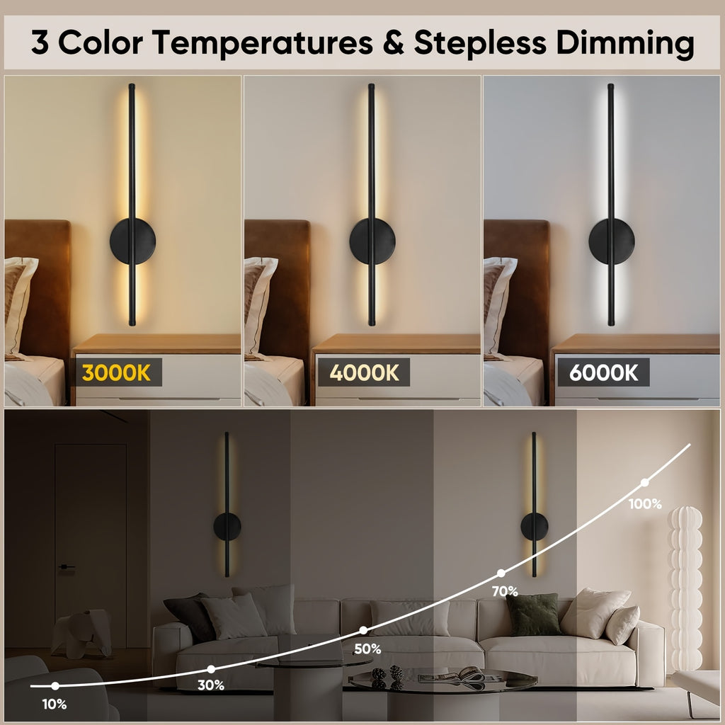 1-Pack Remote Control LED Wall Light, Wall Fixture Equipped with 4400mAh Rechargeable Battery, Supports 3 Color Temperatures and Dimming Function, Magnetic 360° Cordless Rotation, Suitable for Bedroom Bedside (Black)
