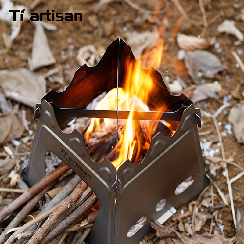 Tiartisan 1-Pack Pure Titanium Camping Stove, Detachable Portable Card Stove, Ultra-Light Multi-Functional Outdoor Survival Camping Stove with Stand (Holds Small Cookware When Assembled), Includes Storage Pouch