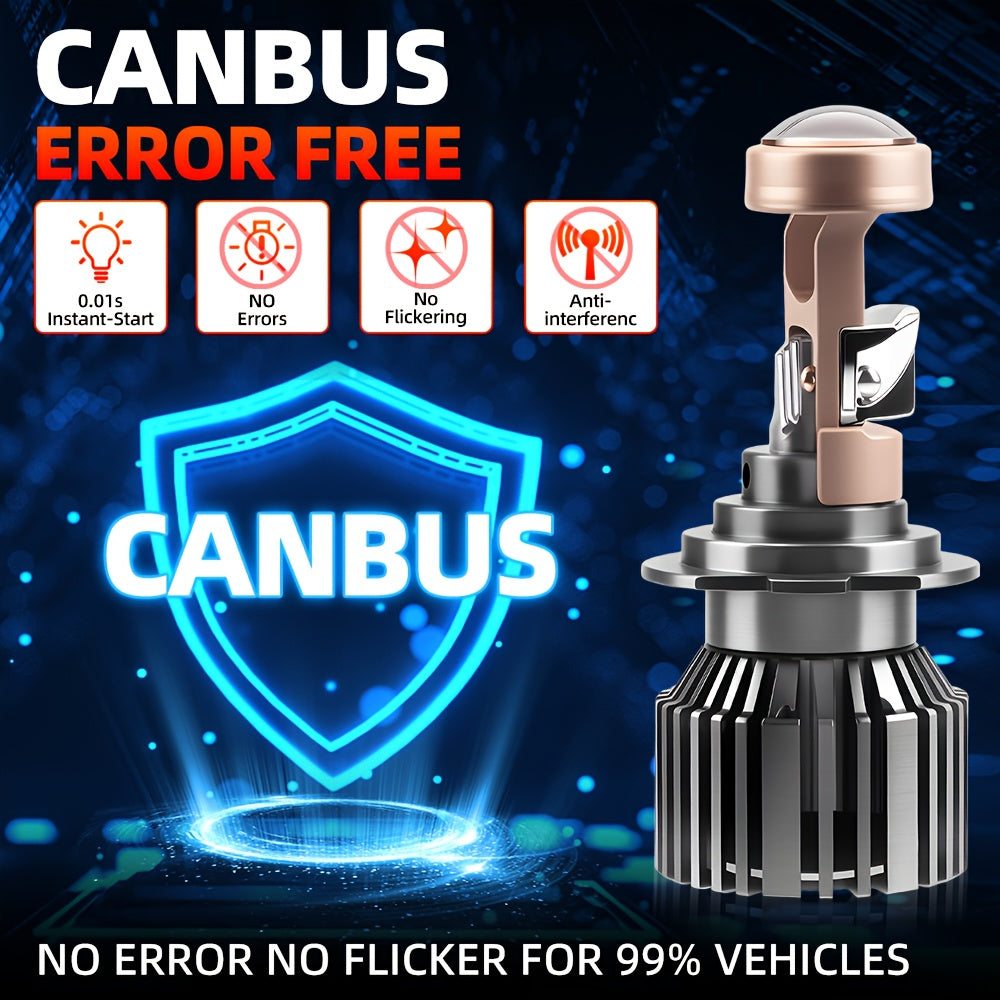 2 Projector Lens 9005/HB3 9006/HB4 H7 H11 Car Bulbs H4 High/Low Beam Integrated 6000K Brighter White Light, Wireless Car Lighting Plug-and-Play No Battery Needed