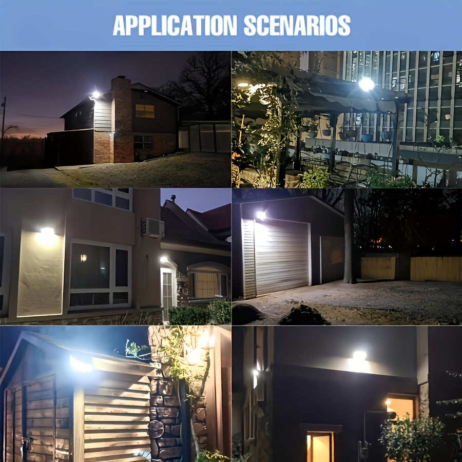 Solar Security 4 LED Light Outdoor Decorative Sensor Motion 3 Lighting Modes Street Light Built-in 18650 Lithium Battery Wall Night Working Light IP44 Solar Daylight Garden Light Super Bright Solar Security Light Garden Courtyard