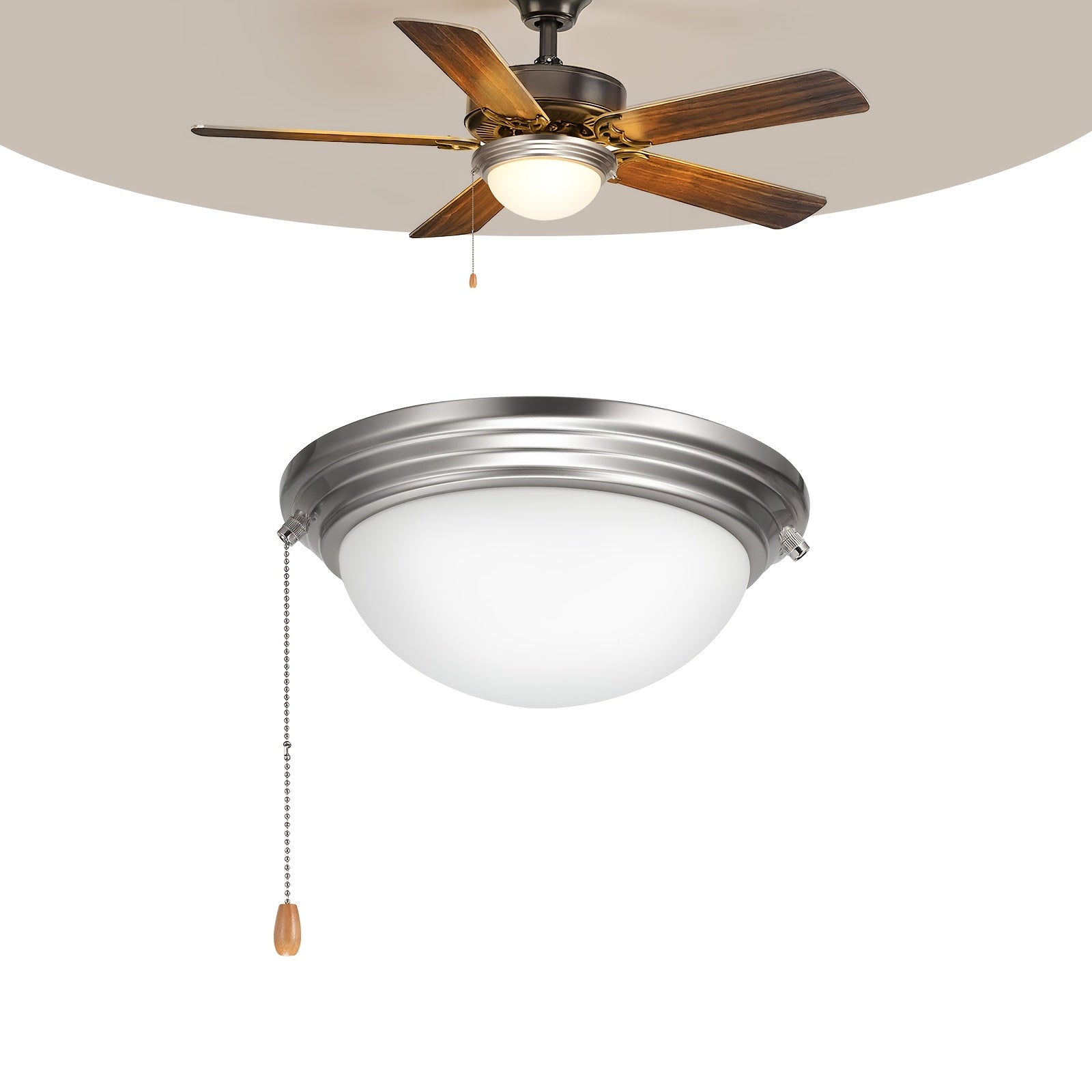 Ceiling Fan Light 1Pc Dome Pull Chain Style 750lm 110V Plug-Free S001 All Site Available