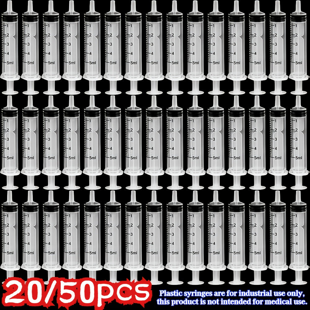 20/50pcs 0.17oz塑料注射器带帽 - 精密测量和分配，用于科学实验室，小动物喂养和医疗用途 - 耐用，防漏设计，医疗注射器，实验室设备，透明容器，安全合适帽