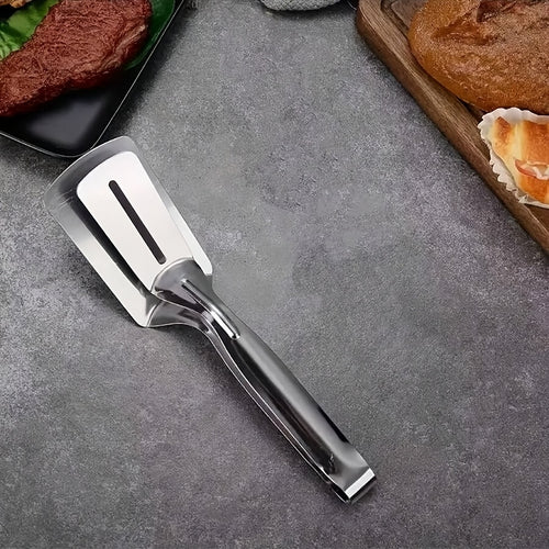 1-Pack Premium Stainless Steel Fish Spatula & Fish Tongs Set - Non-Stick, Heat-Resistant Multifunctional Kitchen Tool for Frying Fish, Flipping & Steak Handling - Ideal for Home & Restaurant Kitchens, Specially Designed Fish Turner
