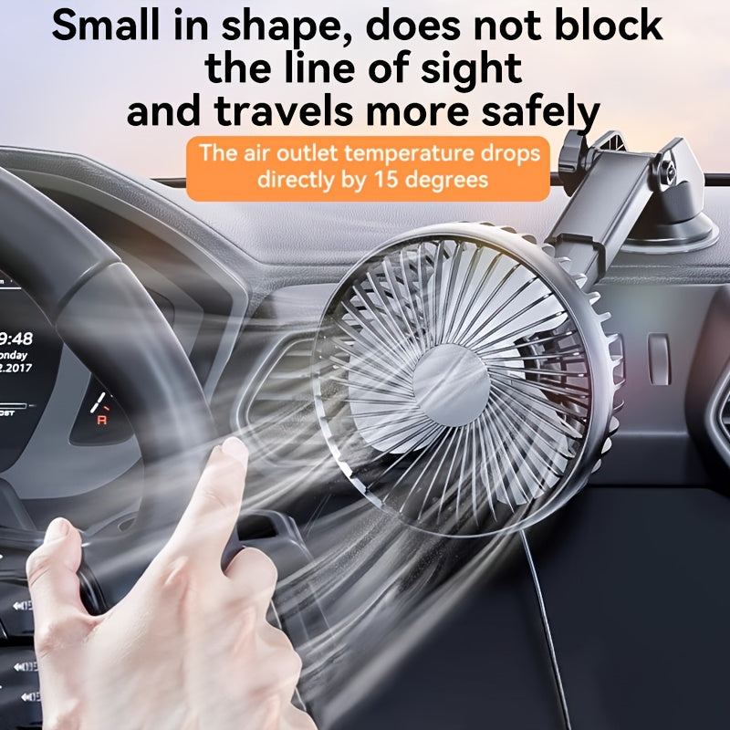 Suitu Car Suction Cup Fan, Powerful USB Car Fan, Household Turbo Fan, Single Rotatable Head, Multi-use as Desktop / Tabletop / Car Air Circulation Fan, Stylish Appearance & Durable Structure