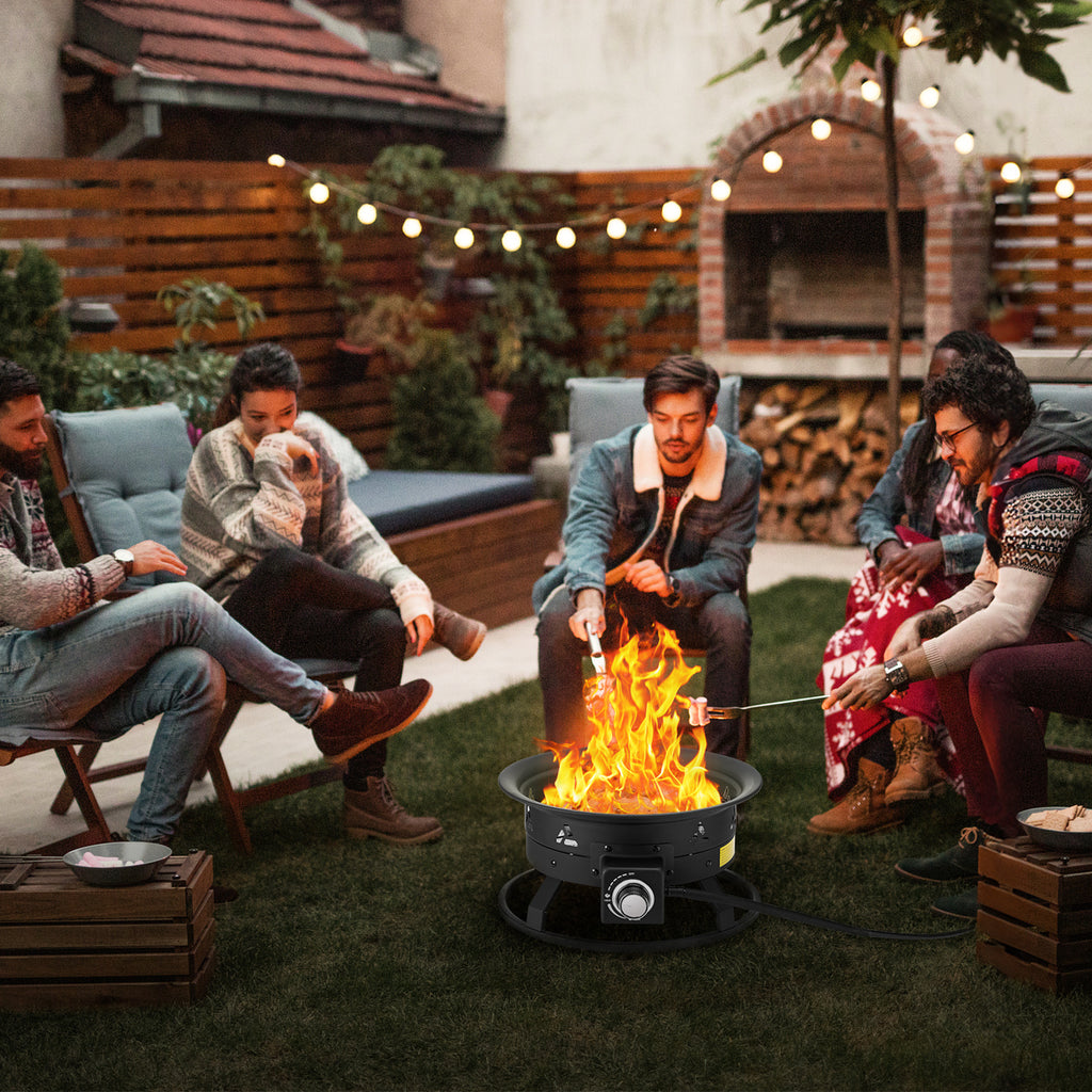 VEVOR Propane Fire Pit 19-Inch Outdoor Portable Gas Fire Pit Heater 58,000 BTU
